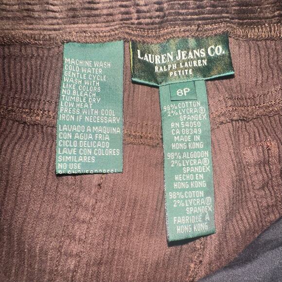 Ralph Lauren 8 Petite Dark Brown Classic Preppy Wide Wale Straight Corduroy Pant - Picture 2 of 6